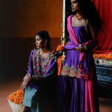 DAHLIA KURTA SHARARA DUPATTA SET - PURPLE