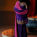 DAHLIA KURTA SHARARA DUPATTA SET - PURPLE