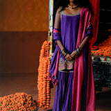 DAHLIA KURTA SHARARA DUPATTA SET - PURPLE