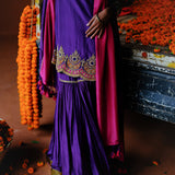 DAHLIA KURTA SHARARA DUPATTA SET - PURPLE