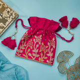 ALAIA GOLD AND SILVER FLORAL POTLI