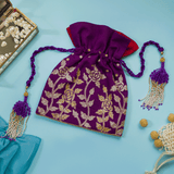 ALAIA GOLD AND SILVER FLORAL POTLI