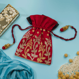 ALAIA GOLD AND SILVER FLORAL POTLI