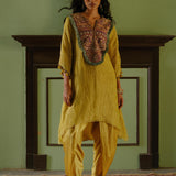 MEGHA KURTA DHOTI SET-YELLOW