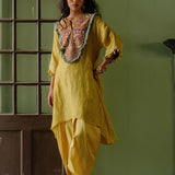 MEGHA KURTA DHOTI SET-YELLOW