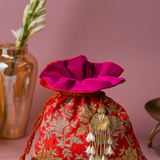 ELENA GOLD AND SILVER FLORAL POTLI