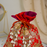 ELENA GOLD AND SILVER FLORAL POTLI