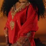 SEMAL KURTA SHARARA DUPATTA SET - RED