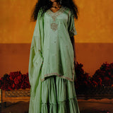 SEMAL KURTA SHARARA DUPATTA SET - MINT GREEN