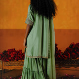 SEMAL KURTA SHARARA DUPATTA SET - MINT GREEN