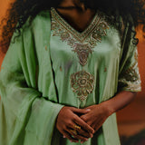 SEMAL KURTA SHARARA DUPATTA SET - MINT GREEN